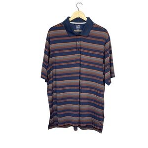 Adidas Men’s Climacool Lightweight Striped Golf Polo Shirt Blue/Orange Size 2XL